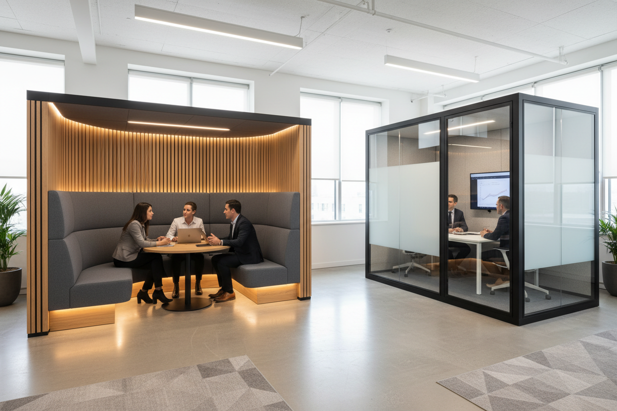Acoustic Booth Seating vs. Office Pods: Which is Better for Collaboration?