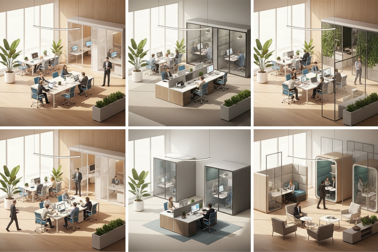 Open Plan Office vs Traditional & Hybrid Layouts: Pros, Cons & Choices 2026