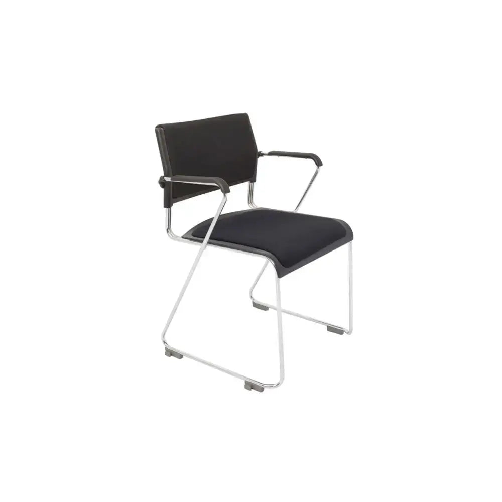 Form Conference Chair Black Plastic Perforated Steel Rod Sled Base