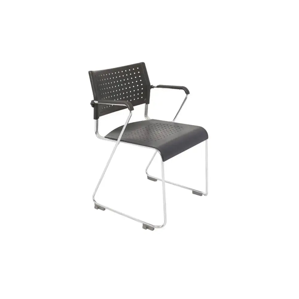 Form Conference Chair Black Plastic Perforated Steel Rod Sled Base