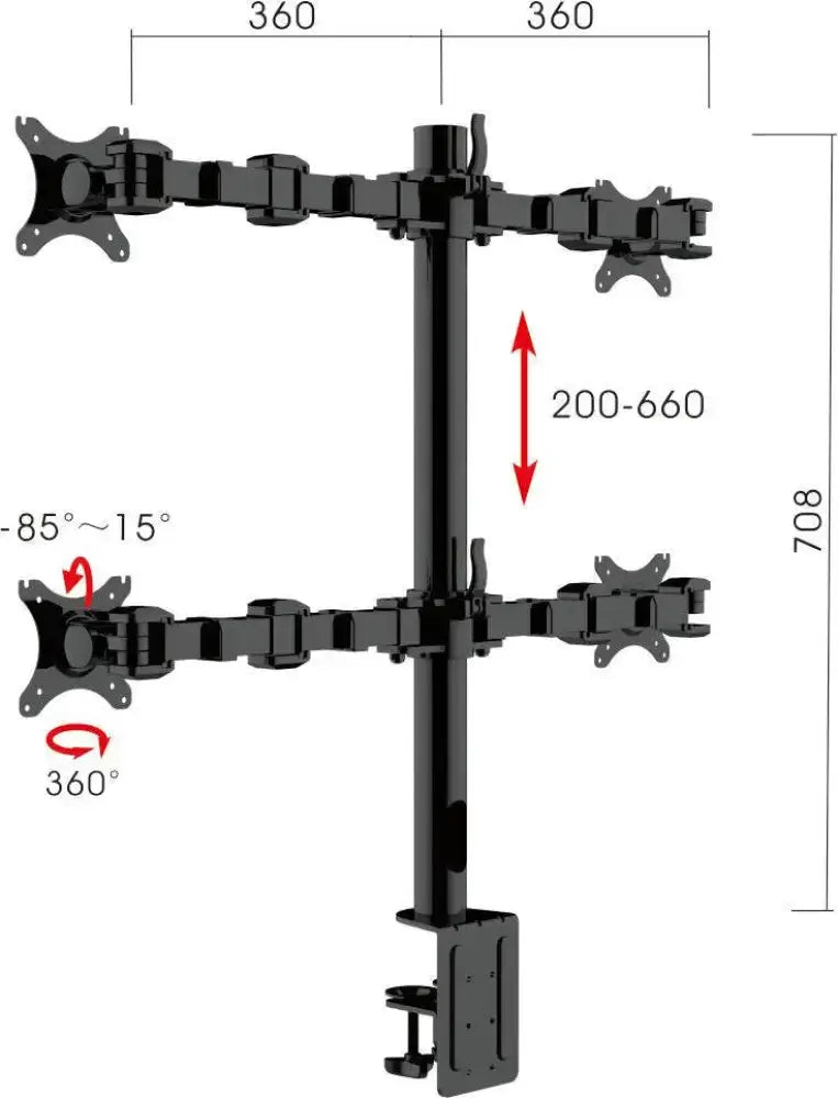 Traffic x Quad Monitor Arm with Degree Horizontal Adjustment