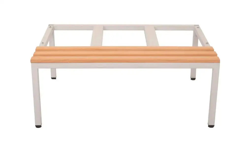 Light Oak Mod Single Sided Bench Seat Silver Frame