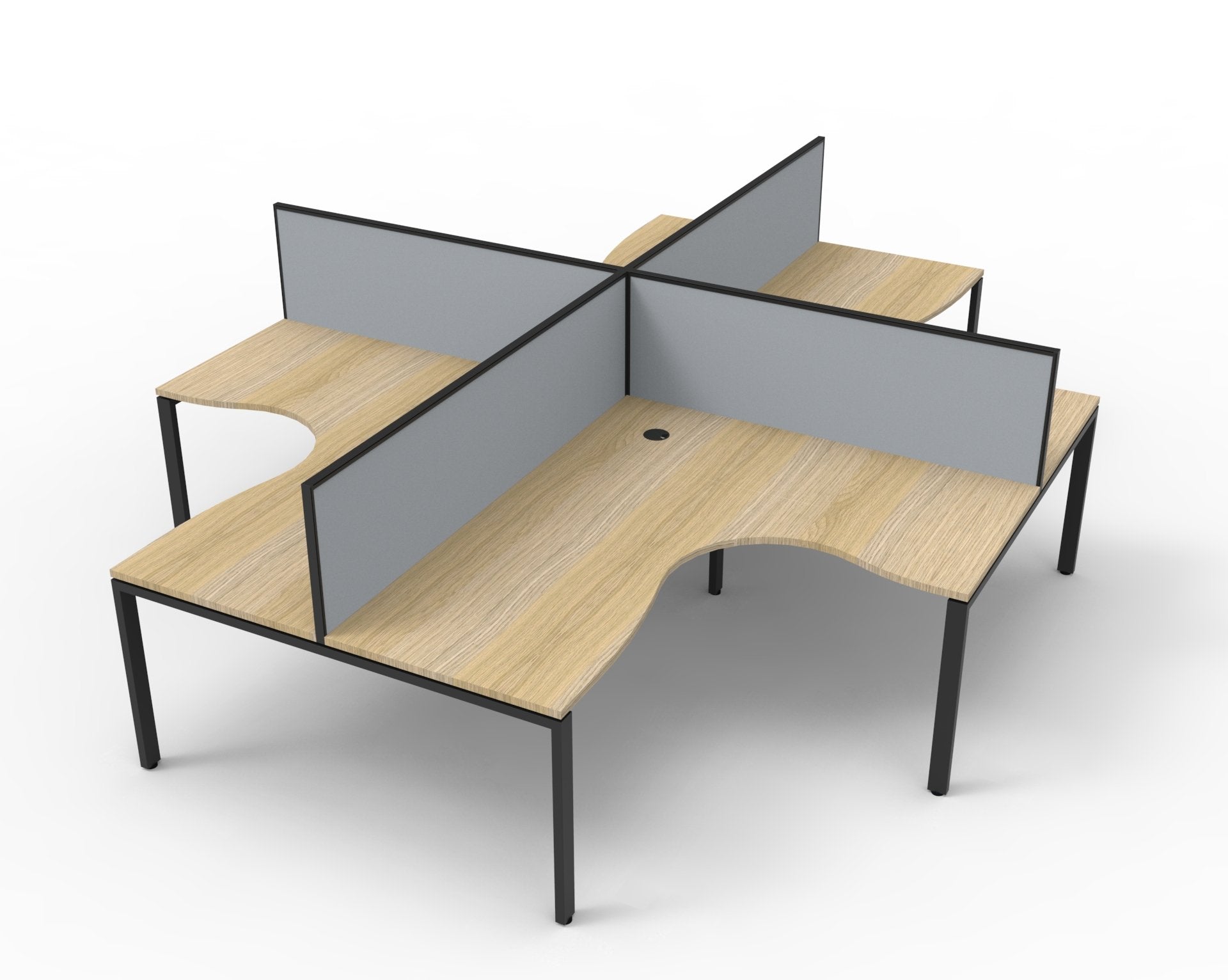 Helix Profile Corner Workstation 4 Person Pod