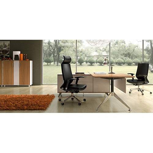 Potenza Rectangular Desk with Return - Business Base